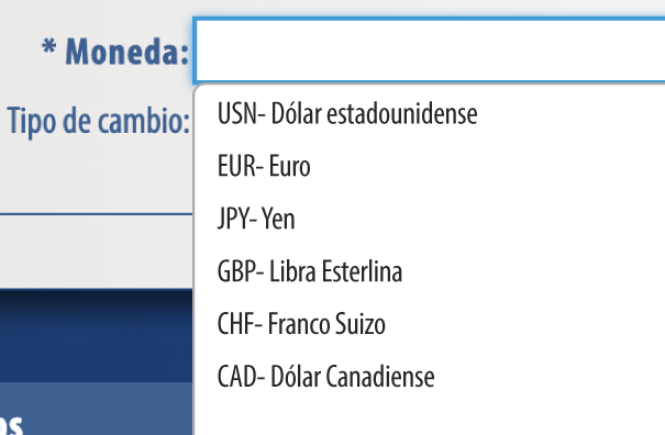 Múltiples divisas en portal FEL
